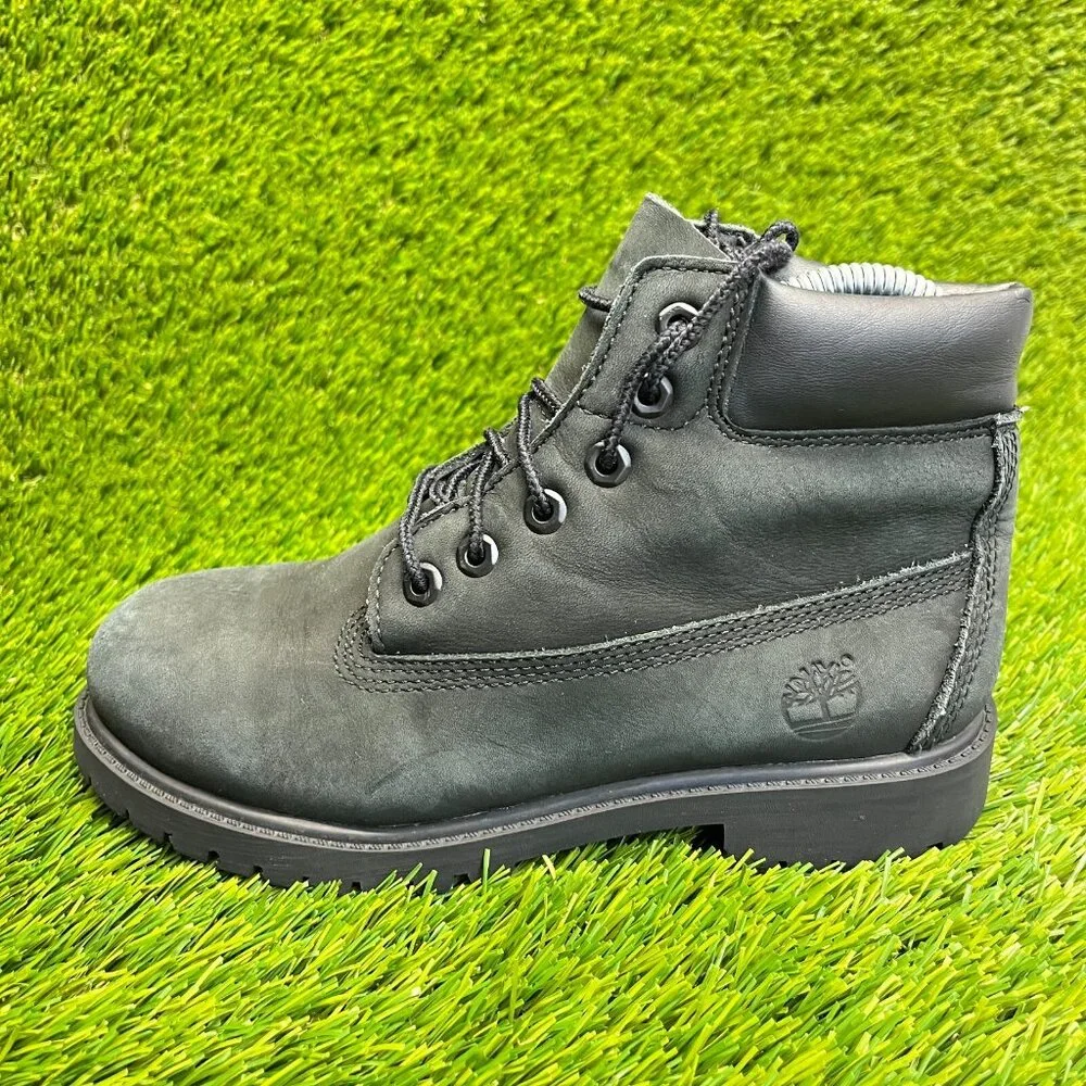 Timberland 6-Inch Premium Boys Size 3Y Black Outdoor Leather Waterproof Boots